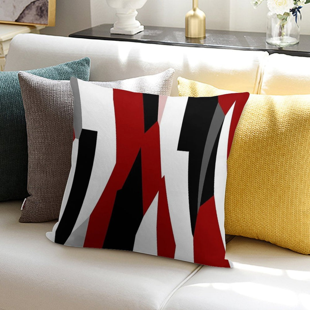 Red Black And White Abstract Soft High-Density Material Throw Pillow