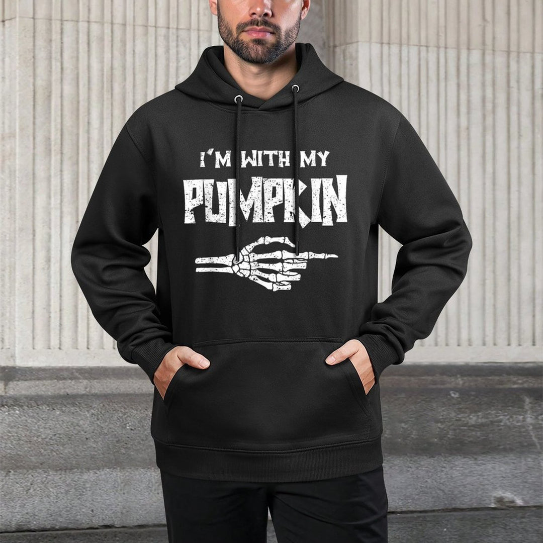 Im With Pumpkin Matching Couple Easy Costume Halloween Versatile Streetwear Hoodie
