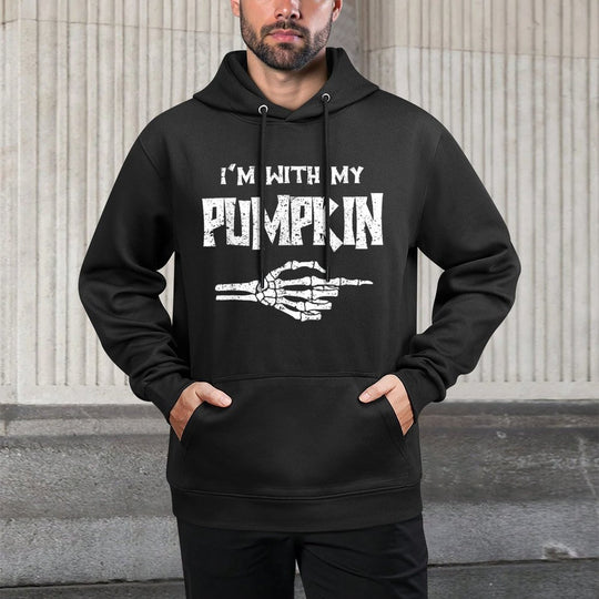 Im With Pumpkin Matching Couple Easy Costume Halloween Versatile Streetwear Hoodie