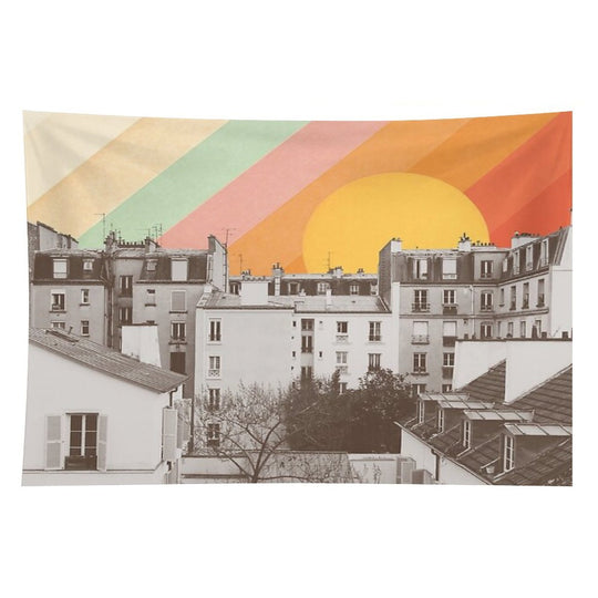 Rainbow Sky Above Paris Tapestry