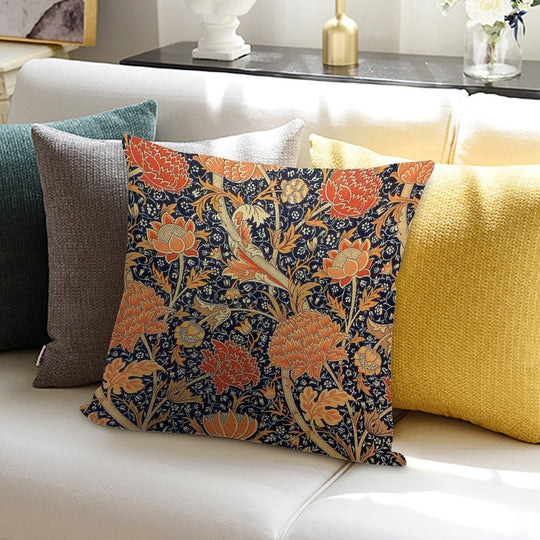 William Morris Cray Blue And Orange Soft Durable Construction Throw Pillow