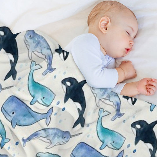 Whales, Orcas & Narwhals Velvety-soft Throw Blanket