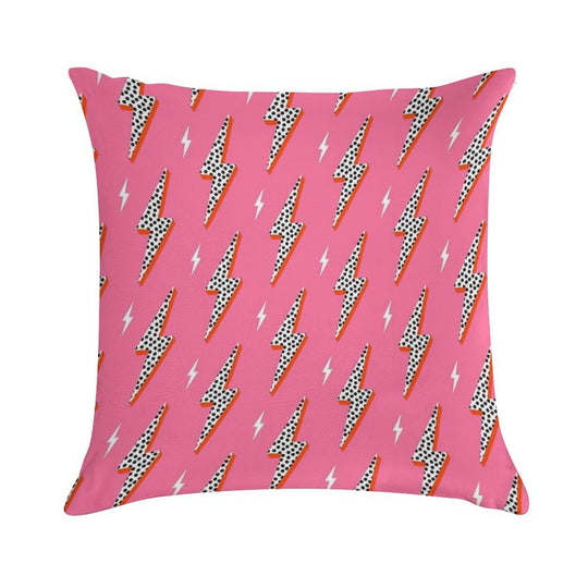 Lightning Bolt Thunder Flash Preppy Pink Soft High-Density Material Throw Pillow