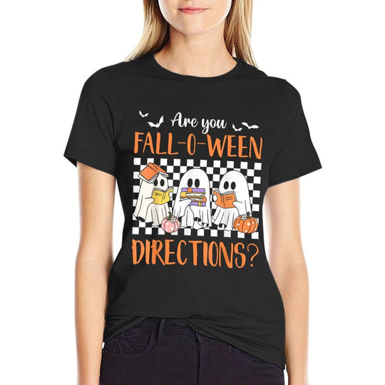 Retro Are You Fall O Ween Directions Teacher Halloween Ghost  Easy-care T-Shirt