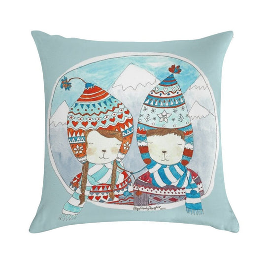 Winter Hats Mint Soft Bedroom Essential Throw Pillow