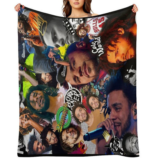 J Cole Collage Easy Care Throw Blanket