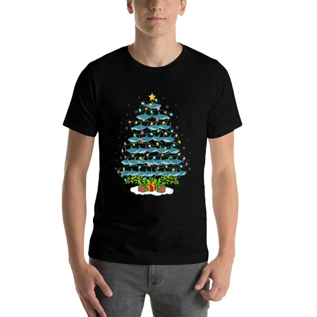 Shark Lover Xmas Holiday Santa Shark Christmas Tree  Affordable Price T-Shirt