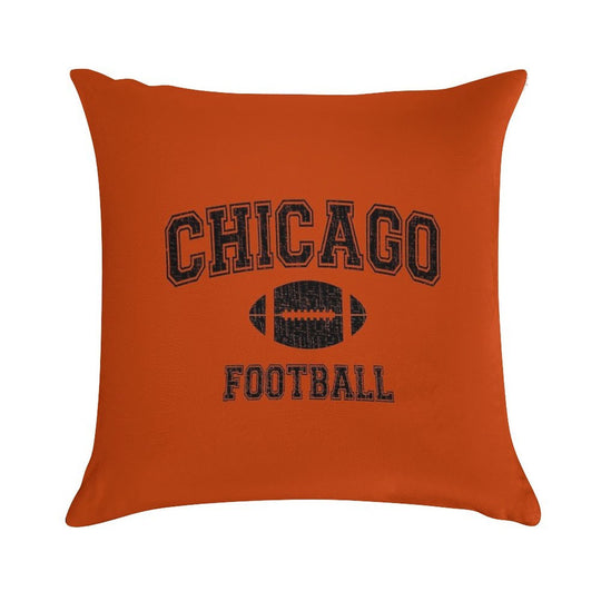 American Football Sport Design  Chicago Football - Distressed Soft Short Plush Fabric Throw Pillow