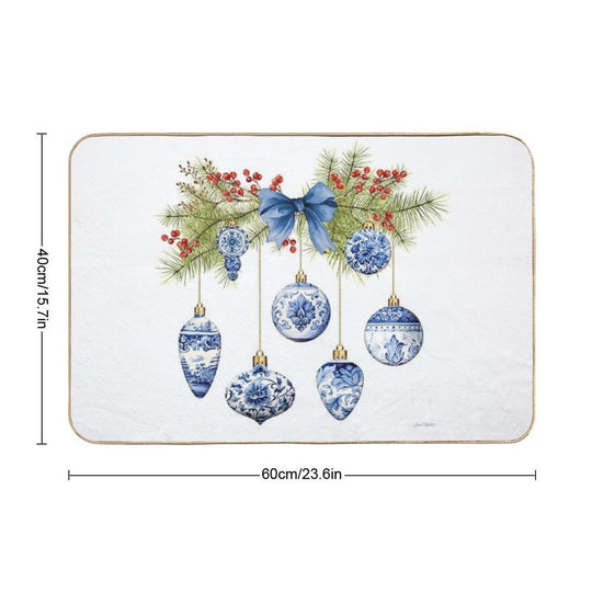 Blue Chinoiserie Christmas A  Toxin-Free Bath Mat