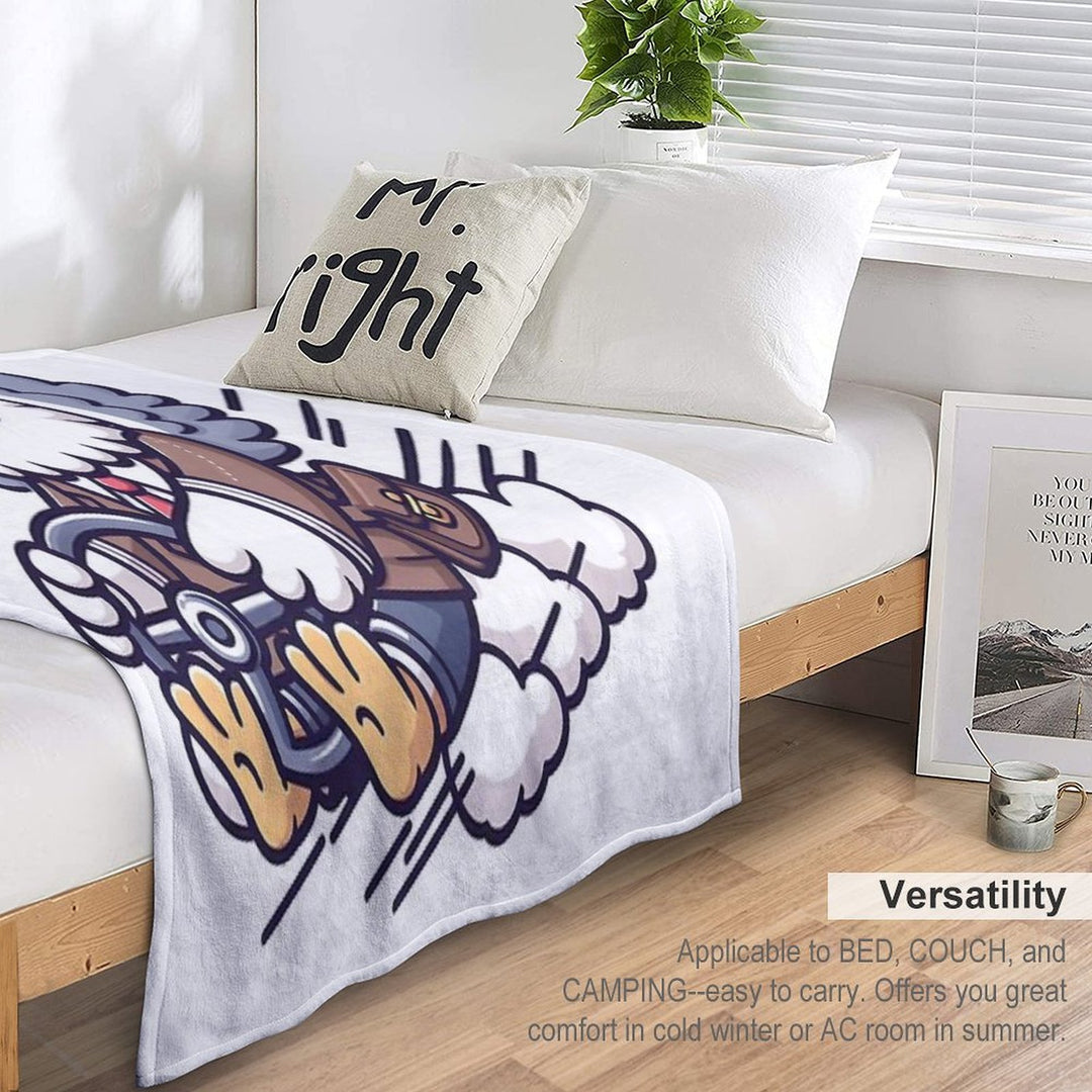 Kawaii Eagle A Steering Wheel Travel-friendly Throw Blanket