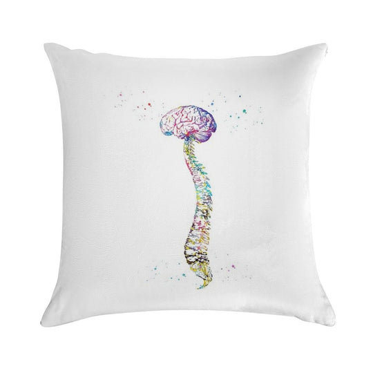 Human Spine with Brain Soft Skin-Friendly Throw Pillow