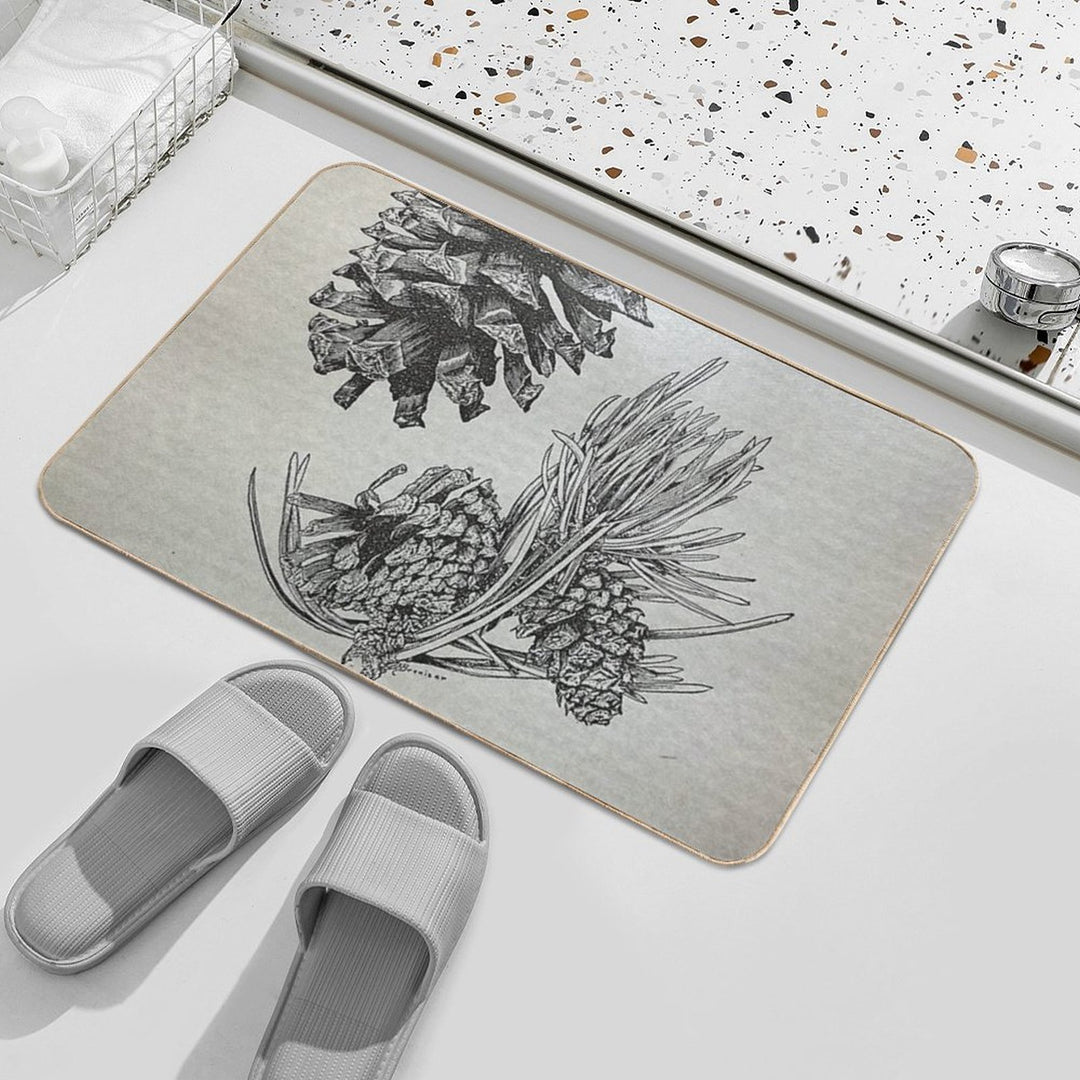 Long Pole Pine Vintage Plate  Repositionable Bath Mat