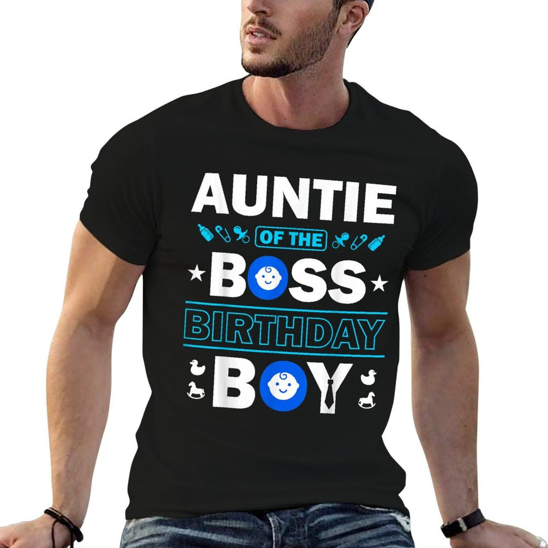 Auntie of The Birthday Boy Baby Boss Family Love  Summer-ready Fabric T-Shirt