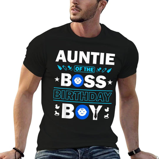 Auntie of The Birthday Boy Baby Boss Family Love  Summer-ready Fabric T-Shirt