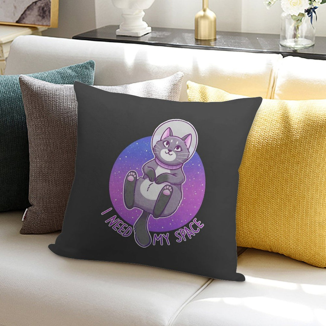 I Need My Space Astronaut Kitty Soft Reinforced Edging Throw Pillow