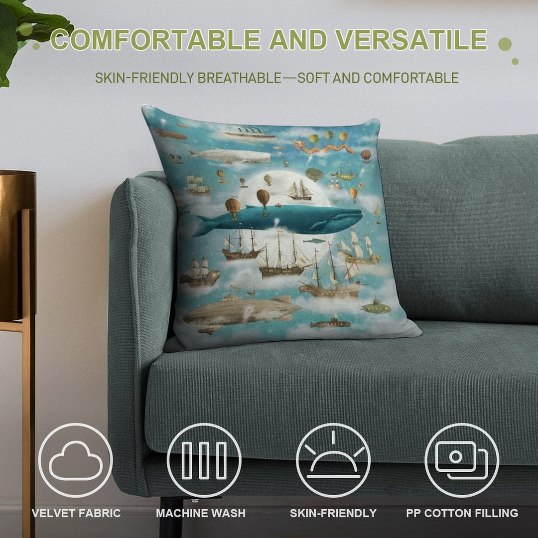 Ocean Meets Sky - Book Art Soft Gift Ready Throw Pillow