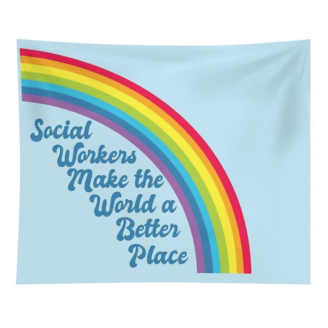 Social Work Rainbow Quote Tapestry