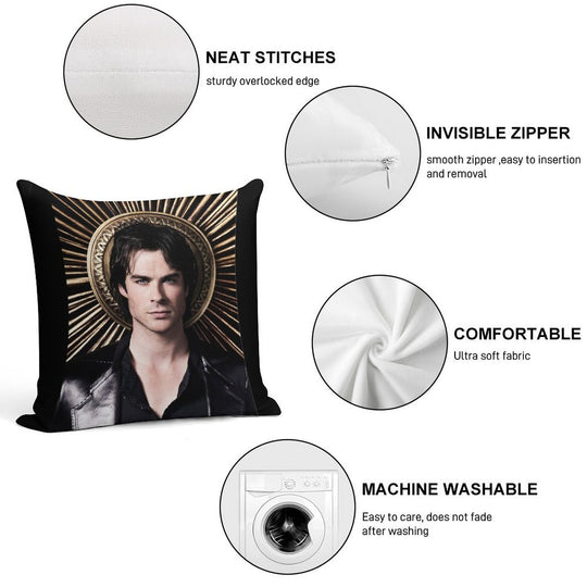Damon Salvatore Soft Bedroom Essential Throw Pillow