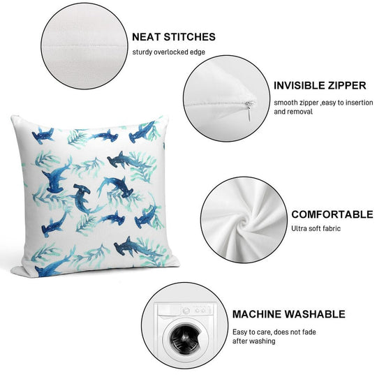 Hammerhead Shark Pattern Soft Warmth Comfort Throw Pillow