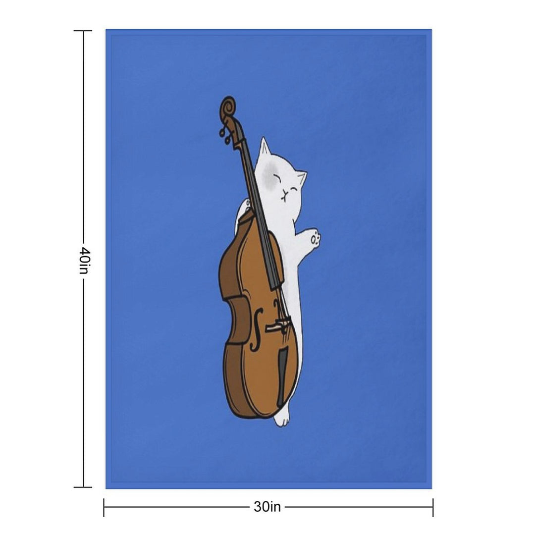 Cute Cat Double Bass Player For Double Bass Player And Classical Musician As A Double Bass Sustainable Throw Blanket