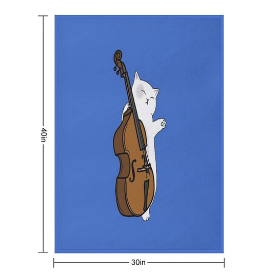 Cute Cat Double Bass Player For Double Bass Player And Classical Musician As A Double Bass Sustainable Throw Blanket