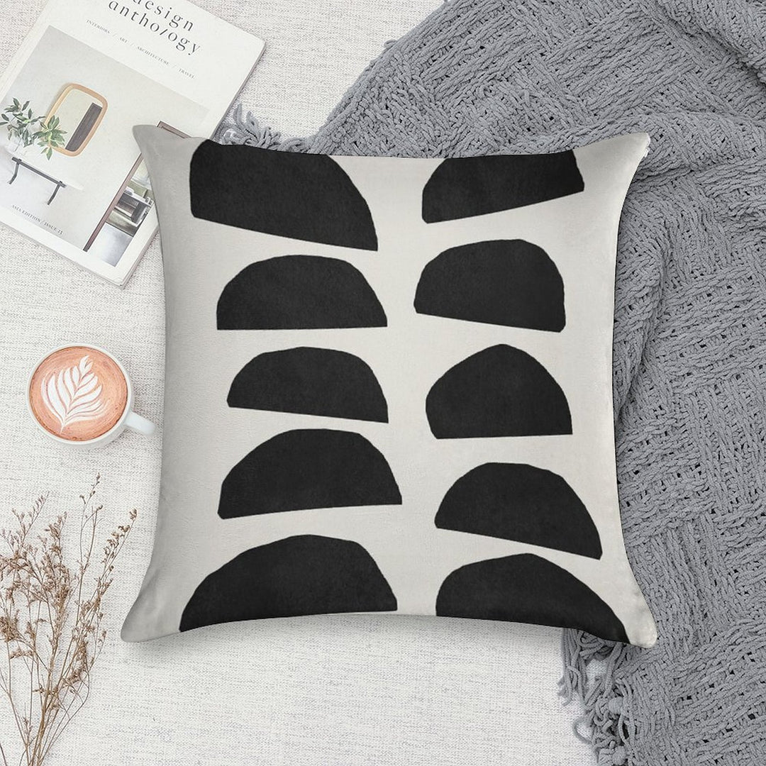 Abstract Black Shapes Art, Mid Century Modern Art Soft Anti-Pilling Throw Pillow