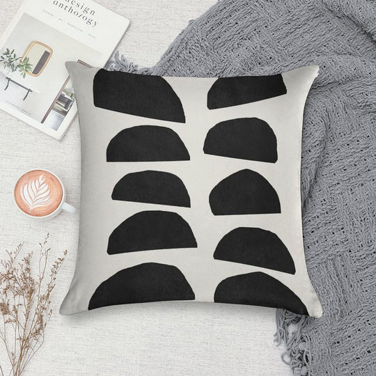 Abstract Black Shapes Art, Mid Century Modern Art Soft Anti-Pilling Throw Pillow