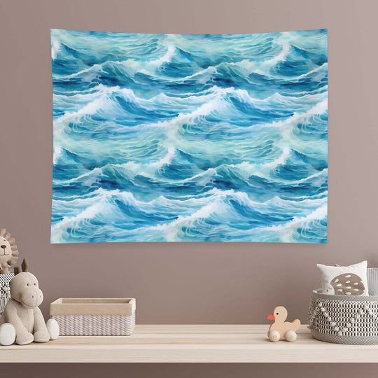 Sea Waves Watercolor Pattern #5 Tapestry