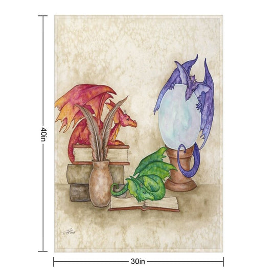 Dragons In The Library Machine-washable Throw Blanket