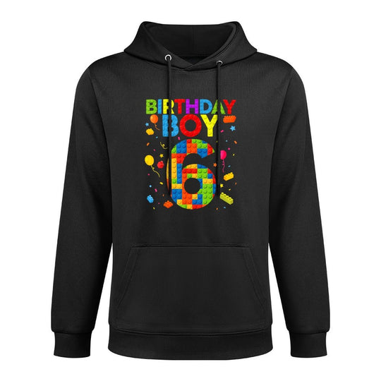 6 Birthday Boy 6 Year Old Building Blocks Colorfast Hoodie