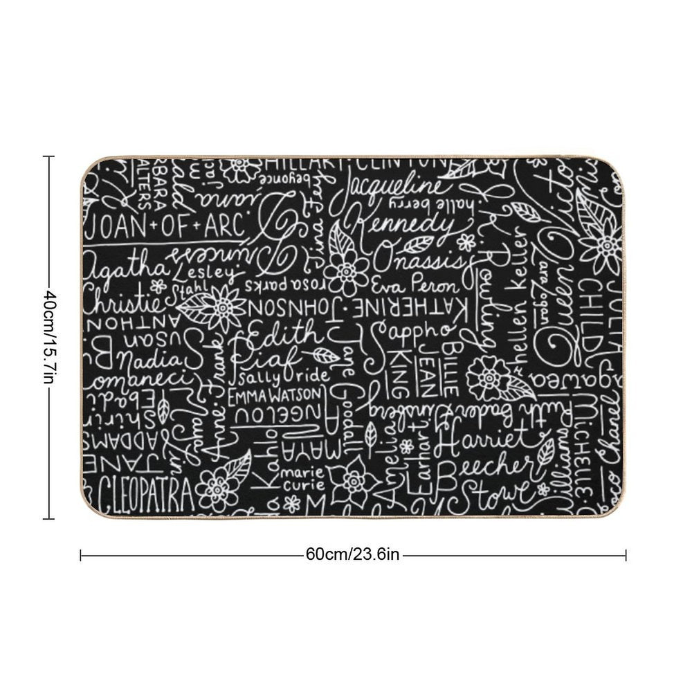 Strong Women  Black And White  Lettering  Woman  Slip-Resistant Bath Mat