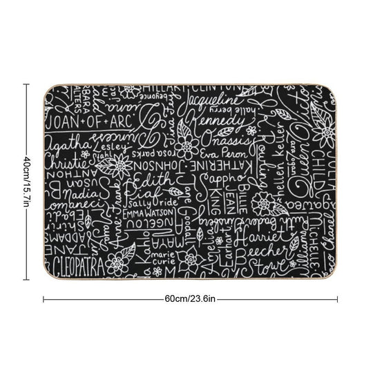 Strong Women  Black And White  Lettering  Woman  Slip-Resistant Bath Mat