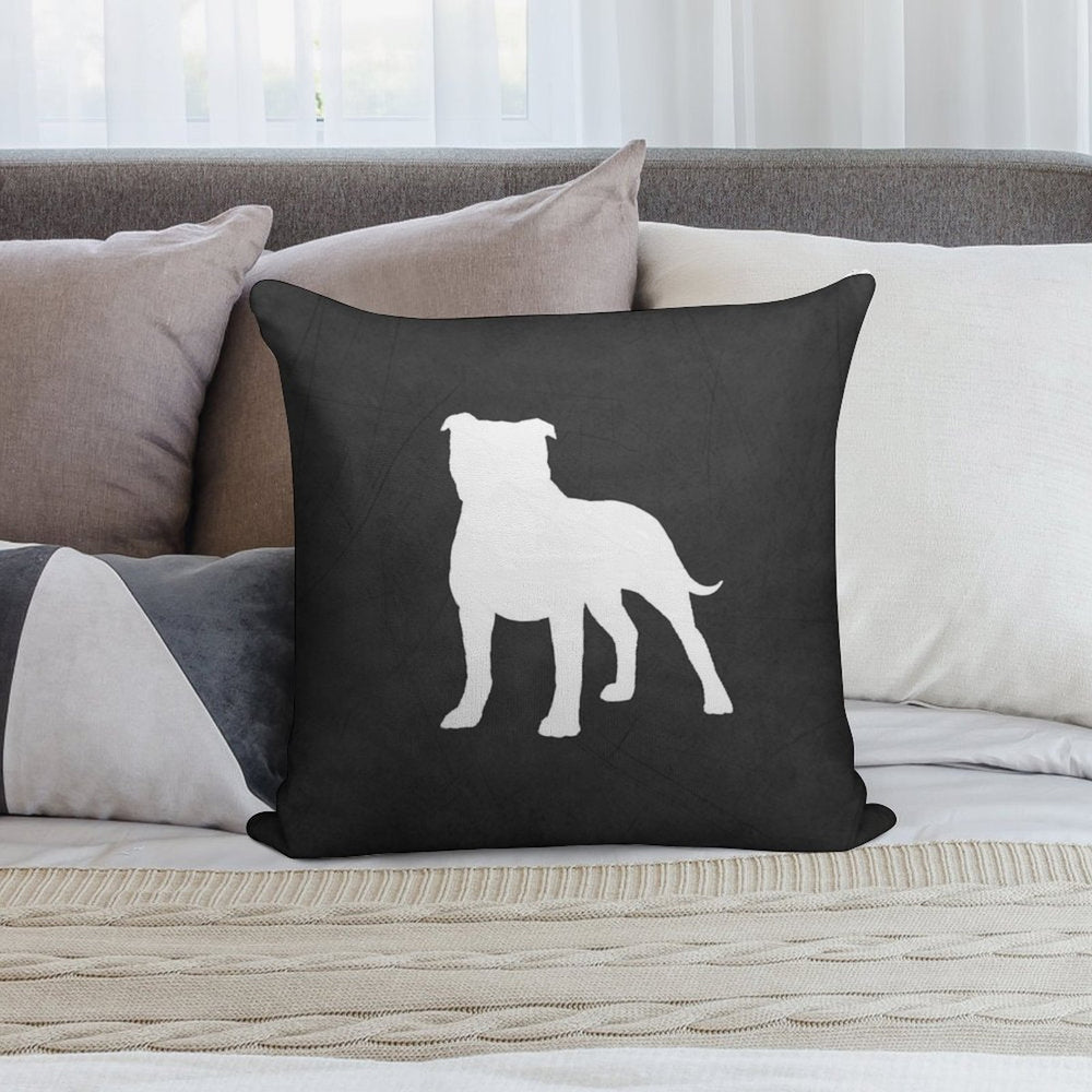 Staffordshire Bull Terrier Silhouette(s) Soft Decorative Cover Throw Pillow