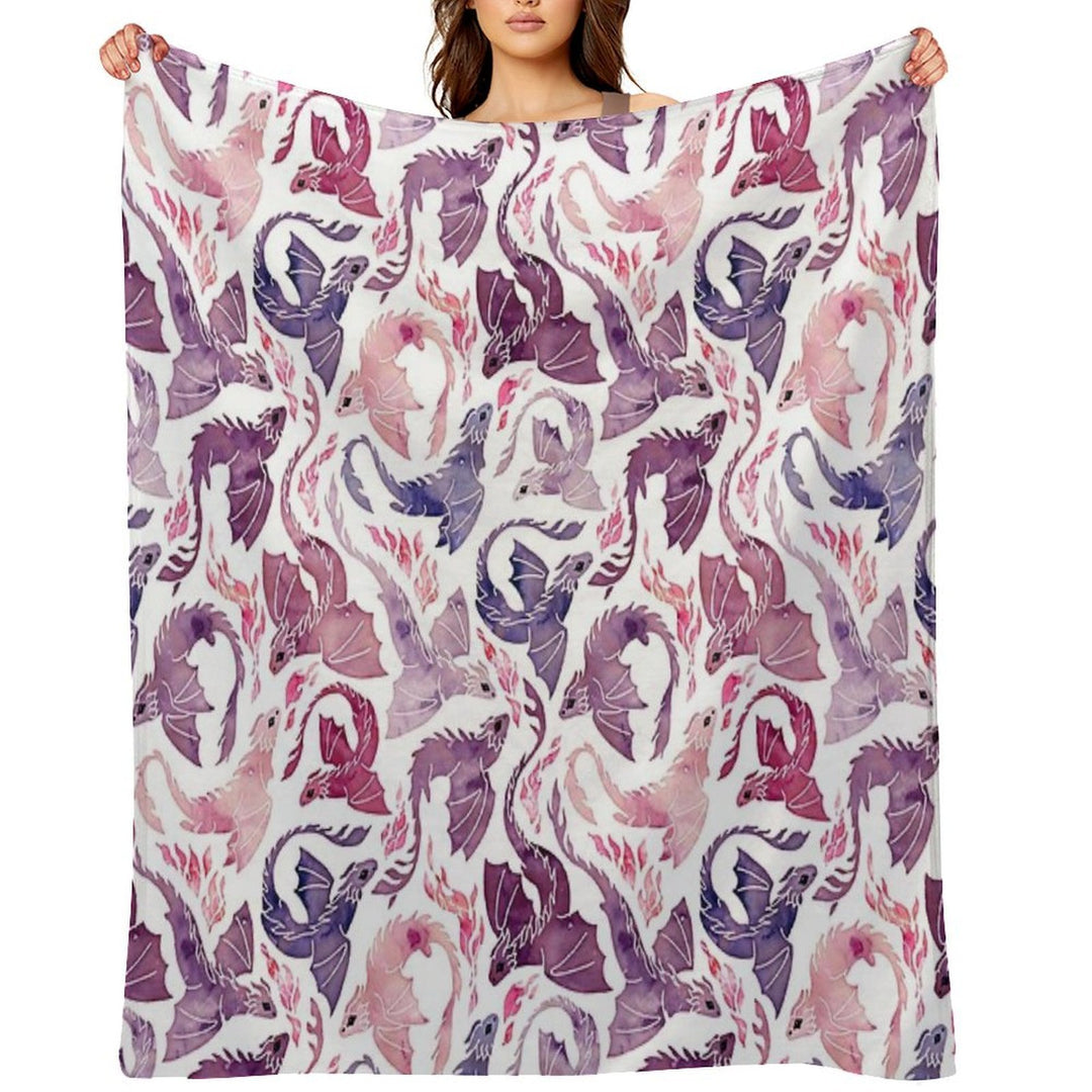 Dragon Fire Pink & Purple Shrink-resistant Throw Blanket