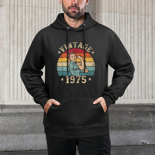 50th Birthday 50-YO Women Retro Vintage 1975 Relaxed Fit Hoodie
