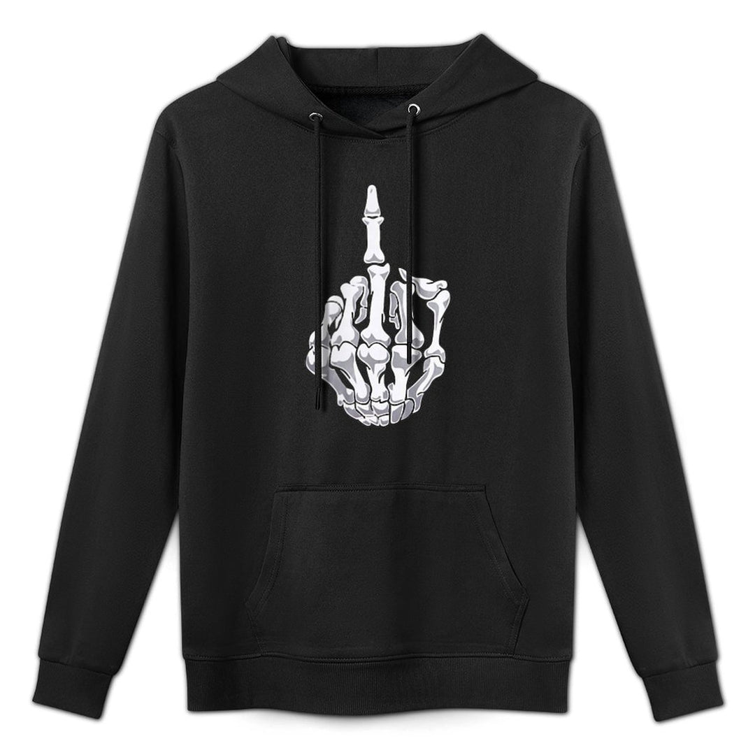 Funny Halloween Middle Finger Skeleton Hand Skull Adult Gift Relaxed Fit Hoodie