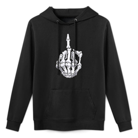 Funny Halloween Middle Finger Skeleton Hand Skull Adult Gift Relaxed Fit Hoodie