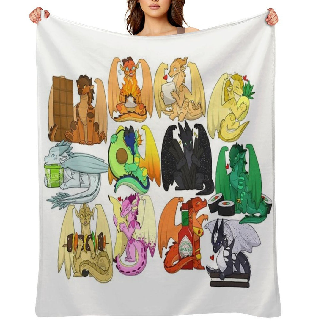 Wings of Fire Chibis with FOOOOD Velvety-soft Throw Blanket