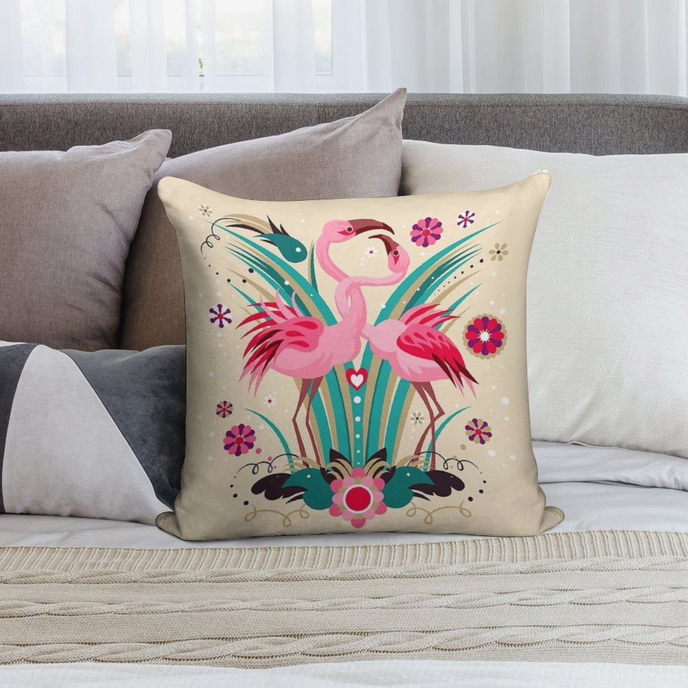 LOVE & FLAMINGO Soft Durable Construction Throw Pillow