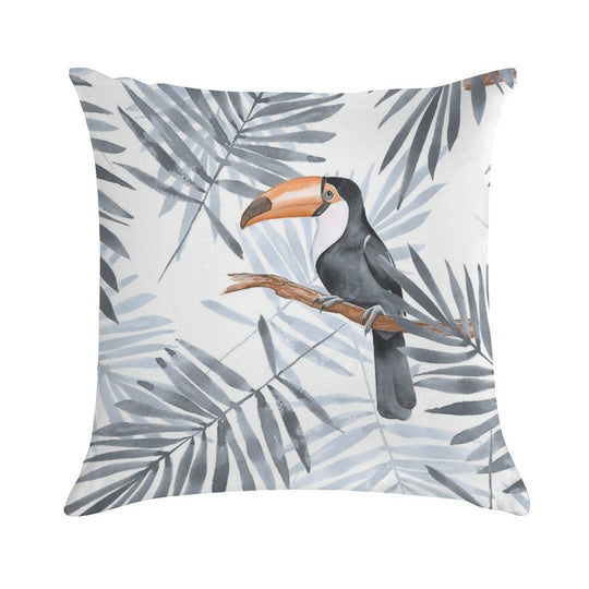Palm Leaves And Toucan Soft Anti-Pilling Throw Pillow