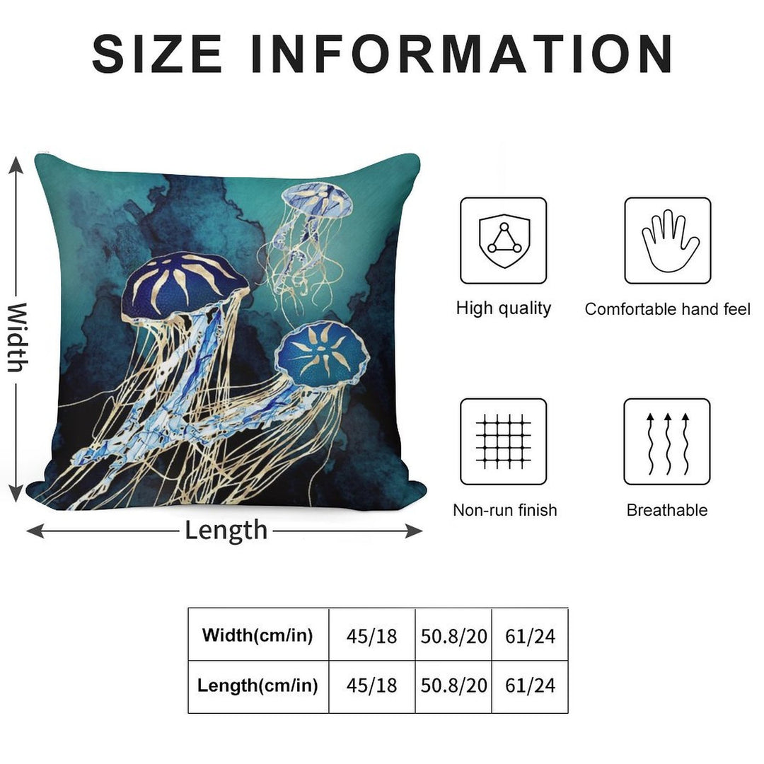 Metallic Jellyfish III Soft Multiple Sizes Throw Pillow