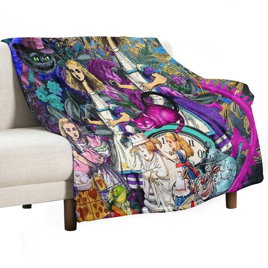 Alice Wonderland, Alice in Vintage Wonderland Plush Throw Blanket