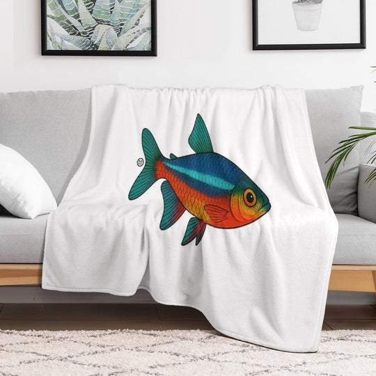 Neon Tetra Fish Japanese Style - Amazon Fish - Cardinal Tetra Easy Care Throw Blanket
