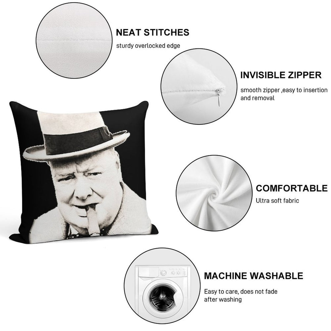Wiston Churchill Face Soft Multiple Sizes Throw Pillow