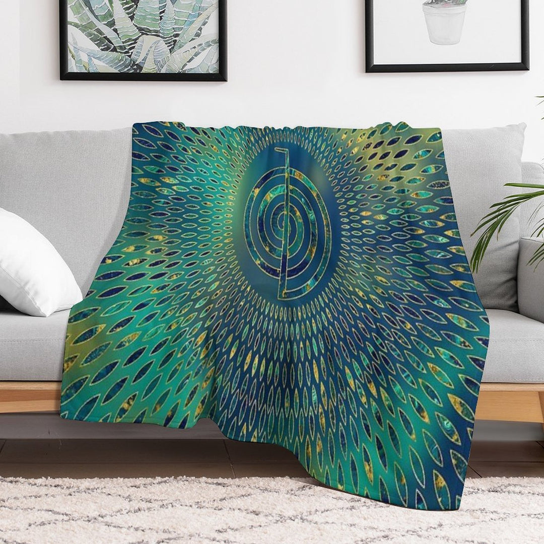 Reiki Cho Ku Rei - Gemstone And Gold Velvety-soft Throw Blanket