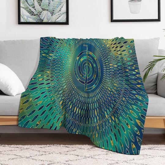 Reiki Cho Ku Rei - Gemstone And Gold Velvety-soft Throw Blanket