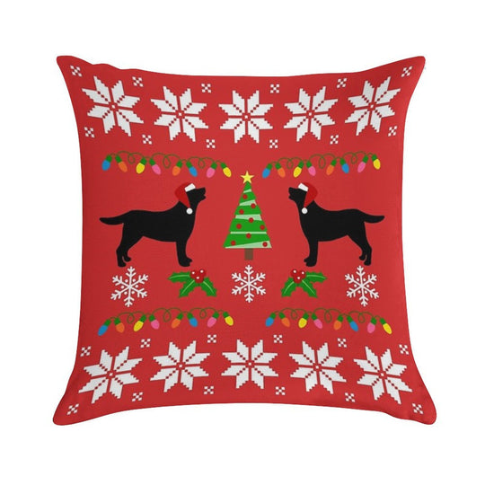 Black Labrador Happy Christmas Sweater Pattern Soft Hidden Zipper Throw Pillow