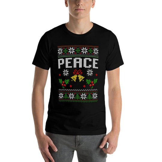 Peace I Come In Peace Couple Matching Ugly Christmas Sweater  Summer-ready Fabric T-Shirt