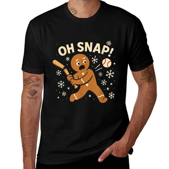 Oh Snap Gingerbreadman Christmas Baseball  Oversized Silhouette T-Shirt