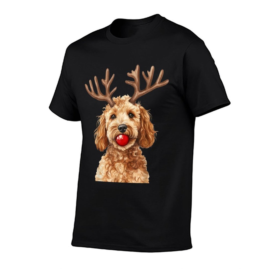 Doodle Dog Reindeer Red Nose Christmas Funny Pet  Vintage-inspired T-Shirt